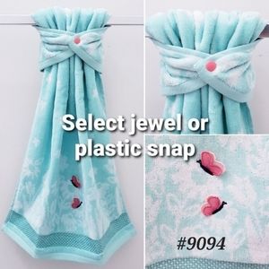 🤍NEW🌞#9094■NEW! Butterfly/Floral Hang'N'Snap HAND Towel Pink Snap ONLY 2 LEFT!